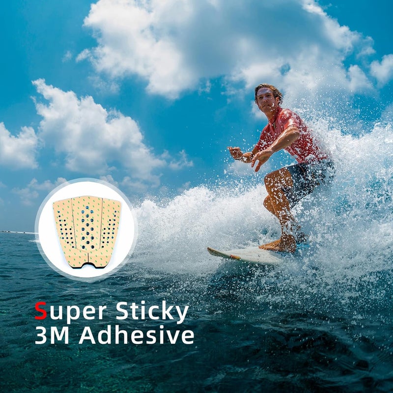 Abahub 9 Piece Surf Deck Traction Pad Premium EVA with Tail Kicker 3M Adhesive for Surfboard Longboard Shortboard Funboard Fish Skimboard Black/Blue/Brown/Gray/White/Orange/Navy Blue - Image 3